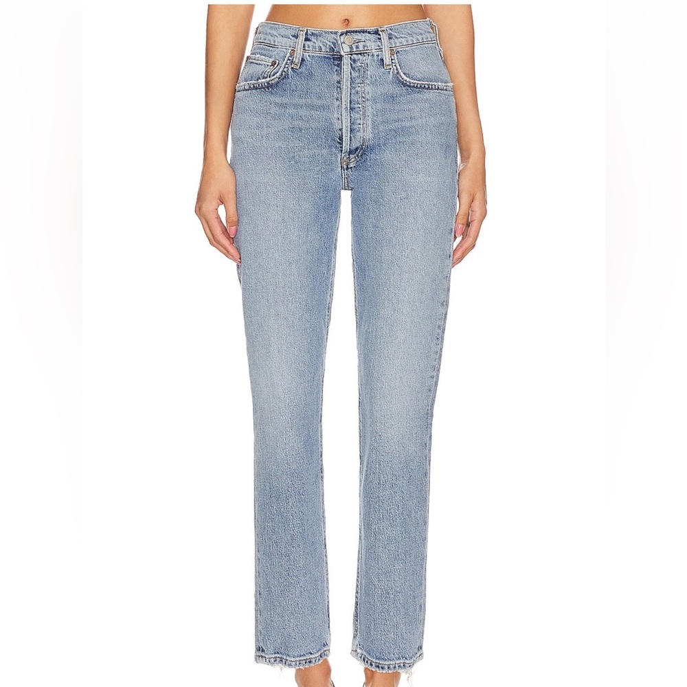 Agolde Blue Cropped Ankle Jeans with Vintage Appeal